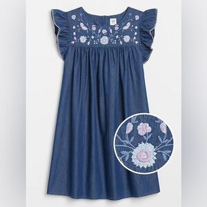 Gap Kids Chambray Flutter Sleeve Dress